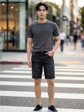 Rock & Republic Men's Black Relaxed Denim Shorts